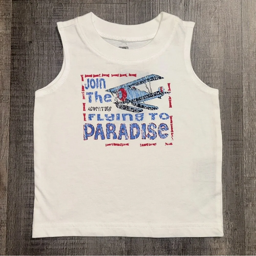 💞 New Baby & Toddler Boys Size 12 Months “Flying to Paradise” Graphic Tank Top